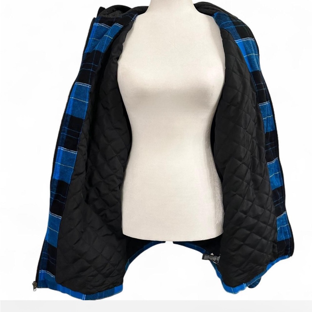 Empyre Blue Plaid Quilted Zip Hoodie Jacket | Size L - Picture 4 of 7